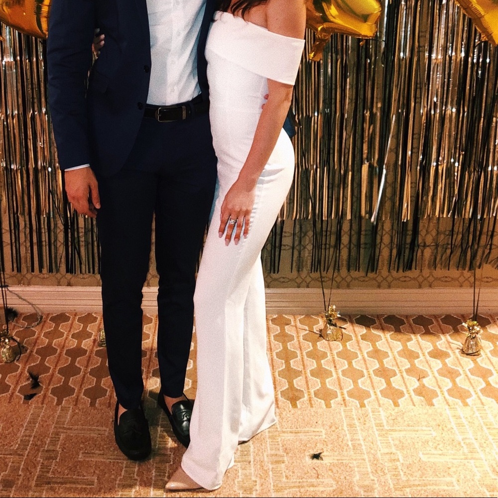 ASOS white Jumpsuit off the shoulder